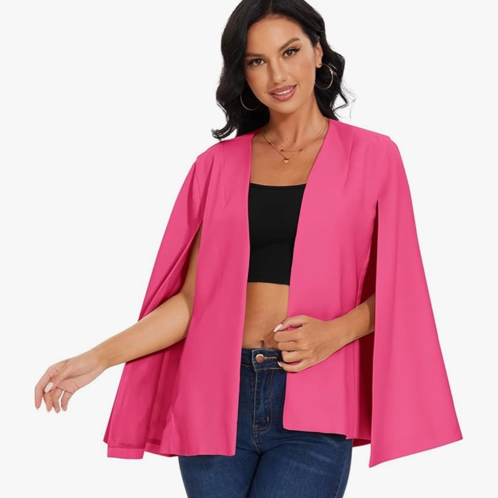 Elegant Pink Women's Cape Blazer